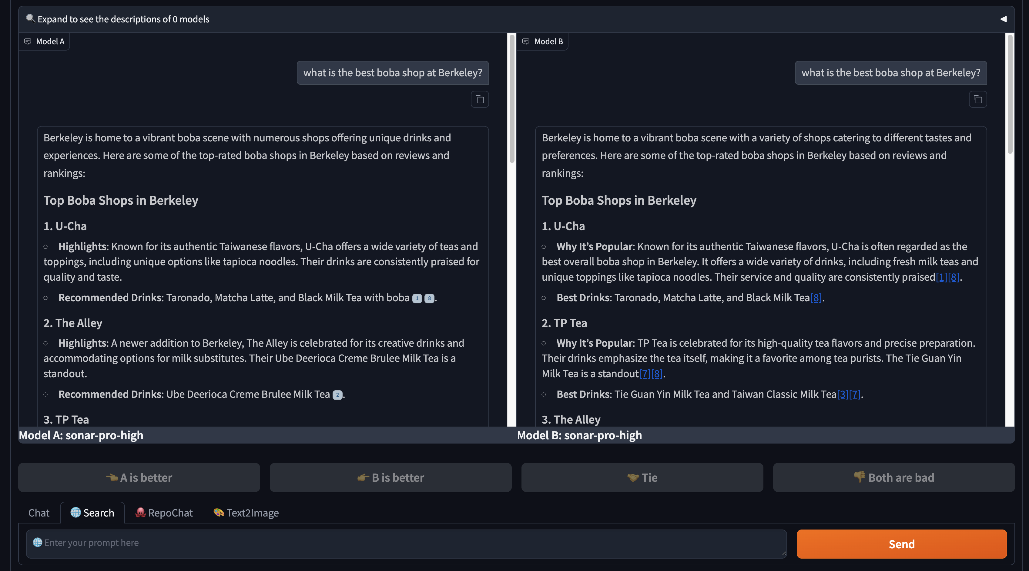 Perplexity's Sonar citation formatting comparison