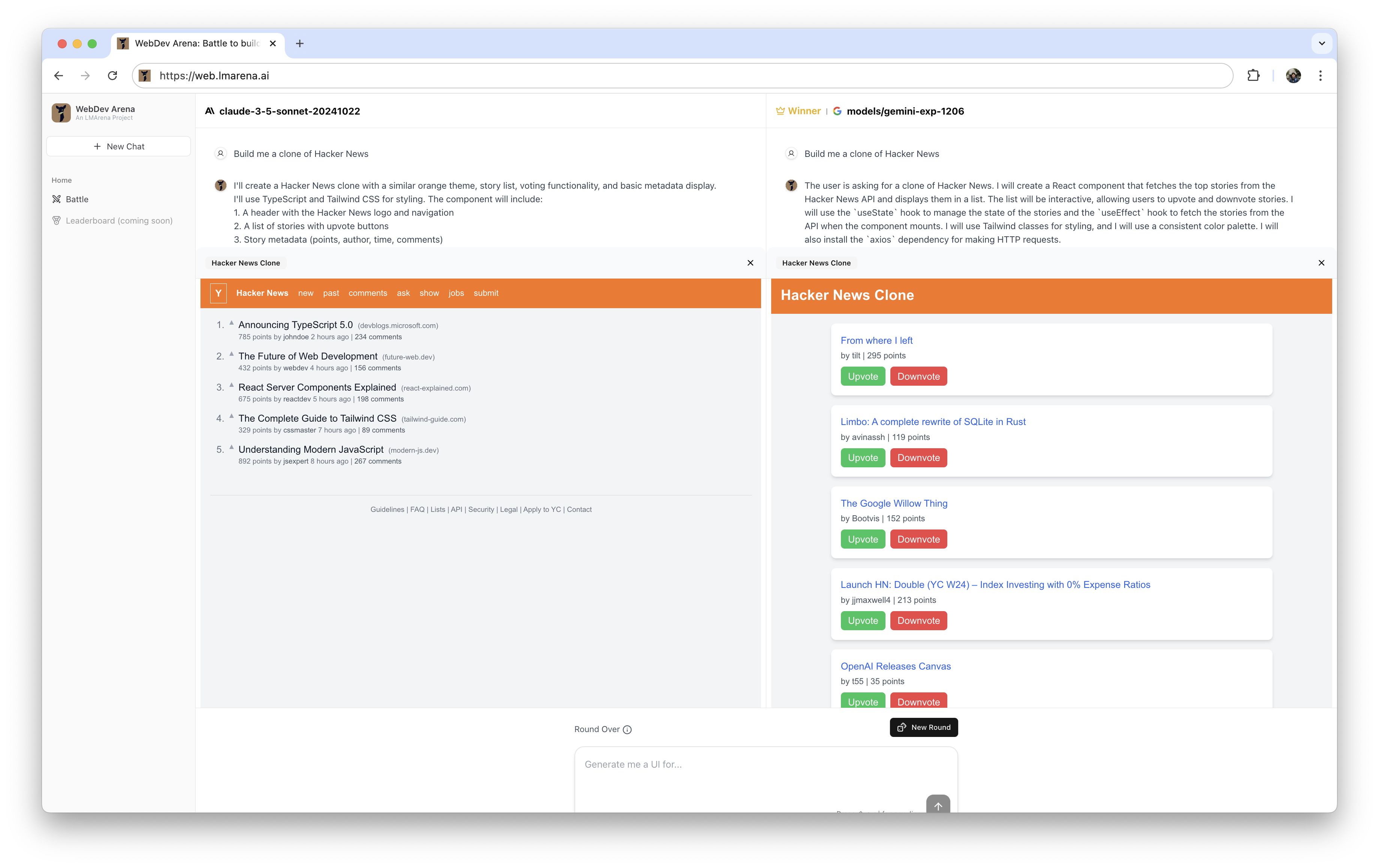 Hacker News Clone Example